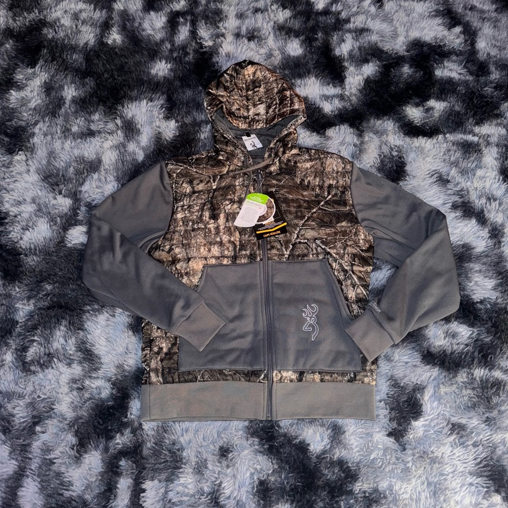 Browning Hunting Camouflage and Gray Zip-Up Hoodie